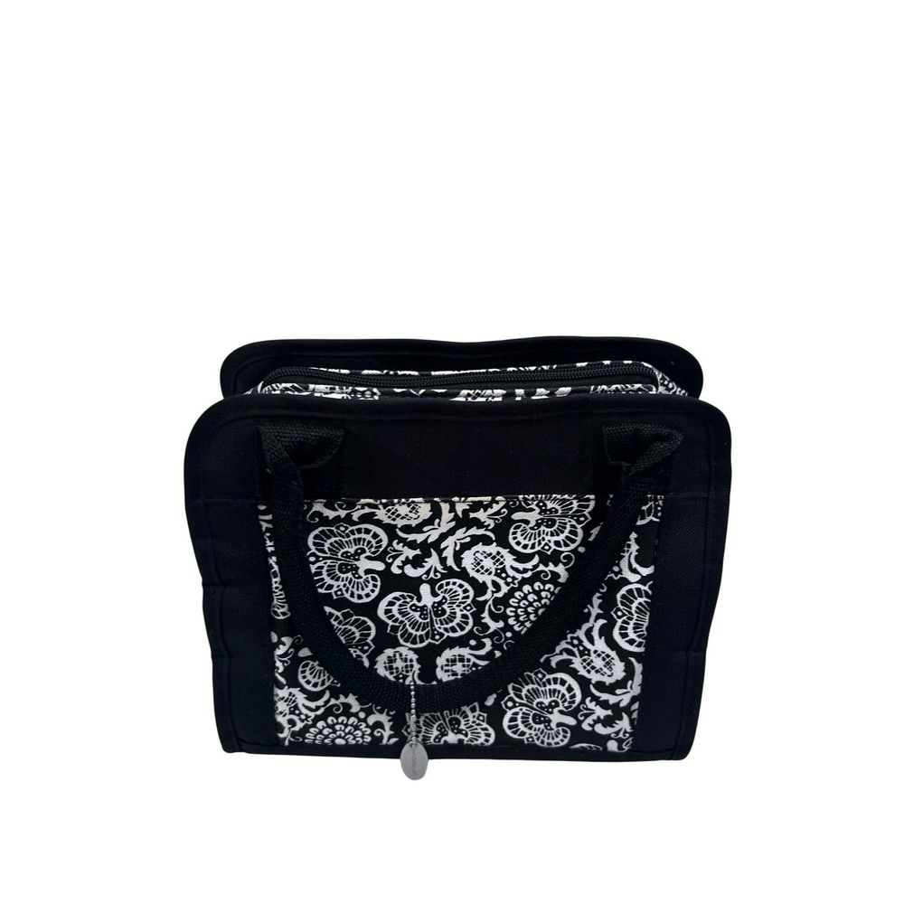 Fit & Fresh Lunch Tote OS Black White Damask Butterfly‎ Insulated Bag Women